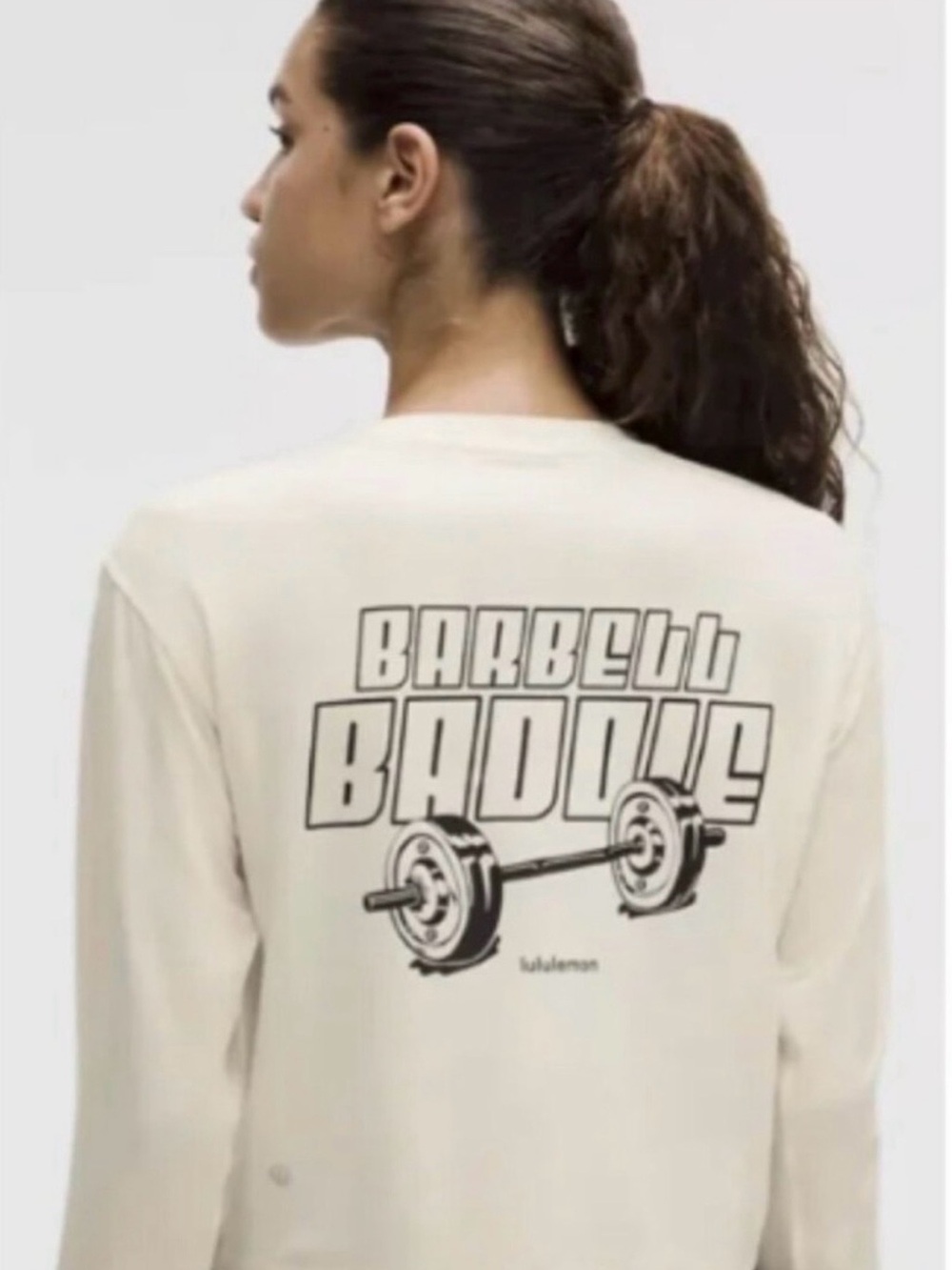 Lululemon Jersey Training Long Sleeve Top in Cream Barbell Baddie